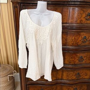 Max Studio Cream Textured Blouse